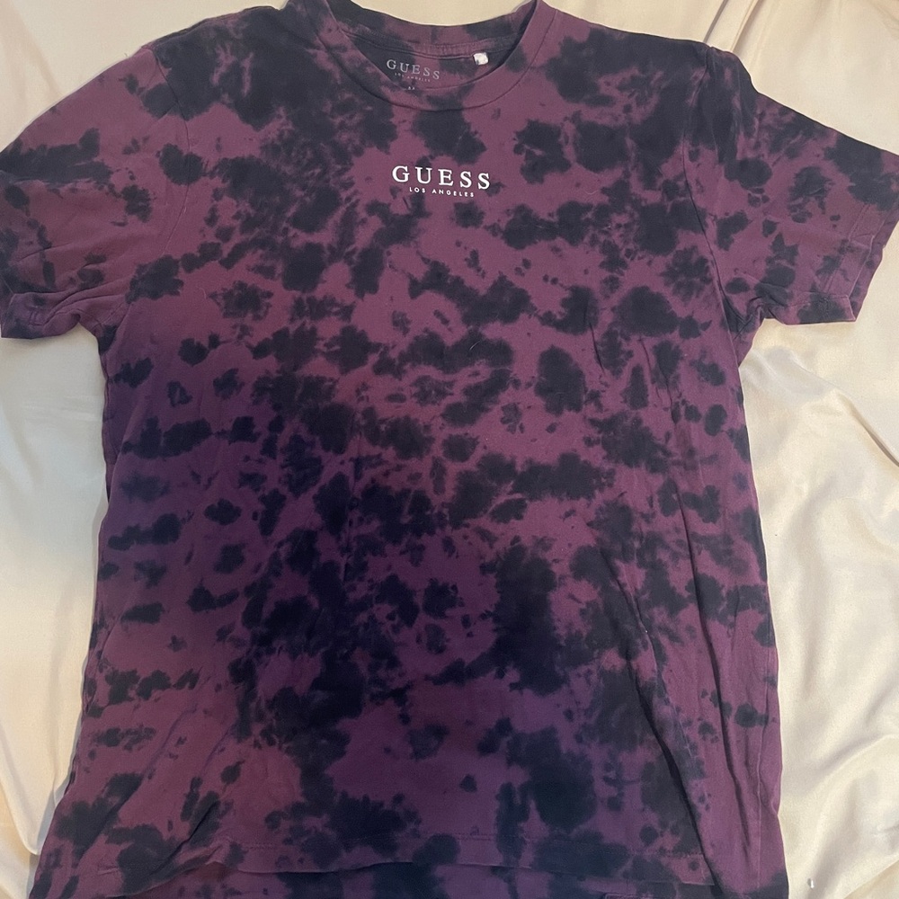 Guess Purple and Black Tie-Dye Short Sleeve Tee